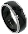 Titanium 5/16 (8mm) Spinner Ring, w/ Black Satin Stripe Center