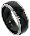 Titanium 5/16" (8mm) Spinner Ring, w/ Black Satin Stripe Center