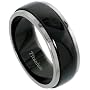 Titanium 5/16" (8mm) Spinner Ring, w/ Black Satin Stripe Center