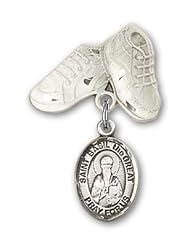 Sterling Silver Baby Badge with St. Basil the Great Charm and Baby Boots Pin