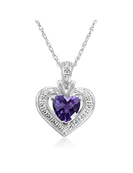Amethyst and Diamond Heart Pendant in Sterling Silver (1.50ct tgw)