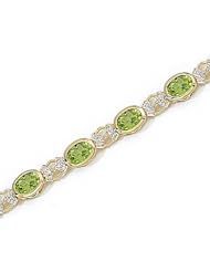 14kt Yellow Gold Oval Peridot and Diamond Bracelet