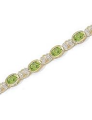 14kt Yellow Gold Oval Peridot and Diamond Bracelet
