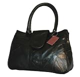 NAPOLI REAL LEATHER AND MANMADE SHOULDER HANDBAG, BLACK