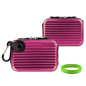 Purple Metal camera case with Reinforced black Zipper for your Samsung DV300F + Green Vangoddy Bracelet + Camera Tripod!!!