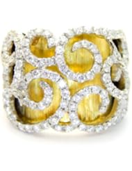 18k Two-Tone Gold Round Diamond Unique Fashion Ring
