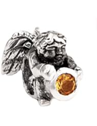 Silverado Citrine - November Silver Charm - Fits On Pandora Chamilia And Troll Bracelets
