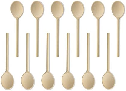 DuraWare Classic Wooden 12-inch Kitchen Spoon Long Handle Wooden Cooking Mixing Spoon, Birch Wood - Set of 12