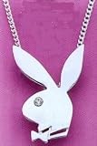 Officially Licensed Playboy Necklace and Pendant 18 Surgical Grade Stainless Steel Sterling Silver-plated Crystalline Eye Necklace PBX146-18