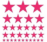 Set of 30 - Hot Pink Stars Vinyl Wall Graphic Decals Stickers