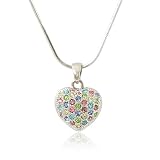 Heart Multi Color Crystal Pendant Necklace Fashion Jewelry