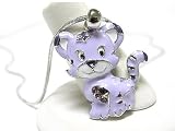 Beautiful Purple Enamel & Crystal Baby Lion Charm Necklace Silver Tone