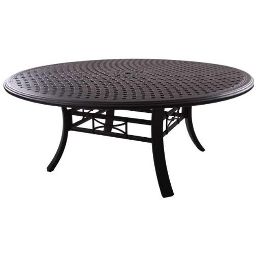 Darlee Series 99 Cast Aluminum Round Outdoor Patio Dining Table - 71 Inch - Antique Bronze