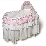 Bassinet and Full Length White Liner with Pink Gingham Trim