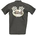 Lucky 13 Black Widow Hot Rod Mens Button Front Shirt, Hot Rod Checkered Flag Shirt Med. - 6X