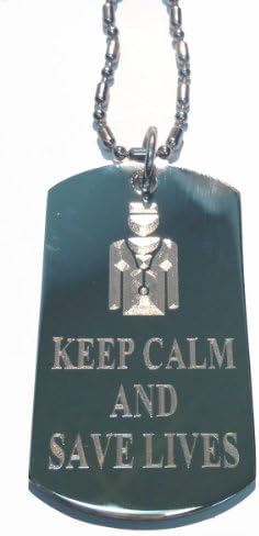 Keep Calm and Save Lives Medical Staff - Military Dog Tag, Luggage Tag Metal Chain Necklace