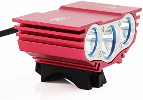 6000 Lumen T6 Cree LED Bicycle Bike Light Headlamp with 7200mah Rechargeable Battery for 4 Hours Continuous Lighting (Red)