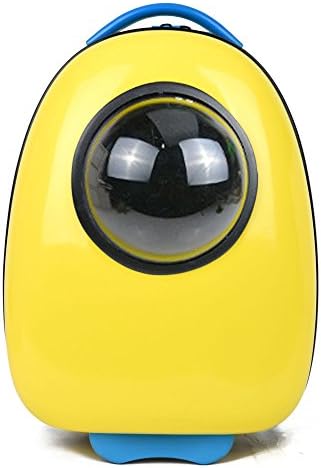 YANXI Travel Hand Shoulder Bag For Dog Cat Carrier Hard Plastic 25L Pet Carrier on Wheels (Yellow1)
