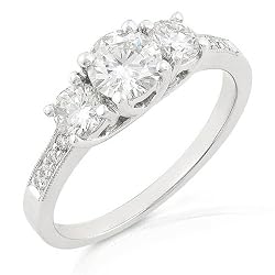 Three Stone Round Brilliant Diamond Ring 1/2ctw (HI/SI) in 14K White Gold - Size 6.5