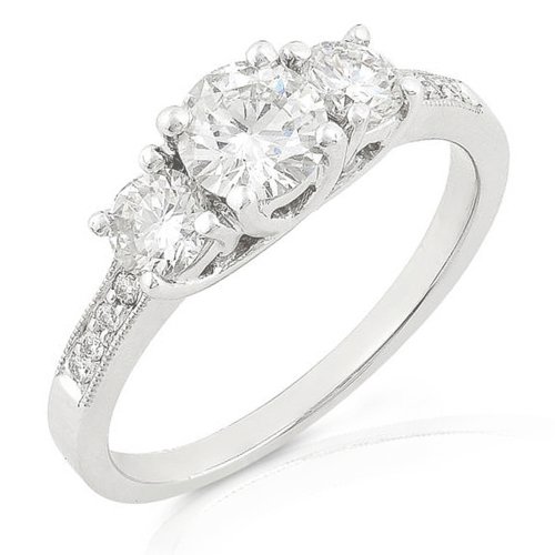 Three Stone Round Brilliant Diamond Ring 1/2ctw (HI/SI) in White Gold