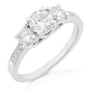 Three Stone Round Brilliant Diamond Ring 1/3ctw (GH/I1) in 14K White Gold -Size 7