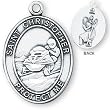 Sterling Silver Saint Christopher Mens-Boys Snowmobiling Medal and 24-inch Chain