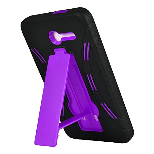 For Alcatel OneTouch Pop 7 LTE / 9015W (T-Mobile) - Hybrid Armor Protective Case with Stand + Z-GEN [TM] Stylus Pen - Purple/Black