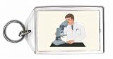 Looking in microscope Keychain
