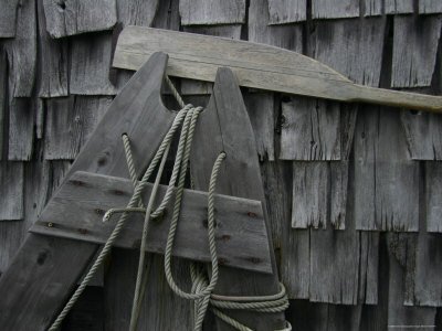 Contrast of Seaside Weather-Beaten Wood Including an Old Oar Artists Photographic Poster Print, 18x24 AllPosters.com 