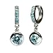 Aquamarine Cubic Zirconia Hinged Hoop Solitaire Drop Earrings in CAREFREE Sterling Silver