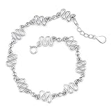 Modern Medley: Sterling Silver Designer Inspired Fancy Link Silver Bead Bracelet