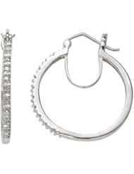 10K White Gold Diamond Round Hoop Earrings (1/20 cttw, I-J Color, I2-I3 Clarity)