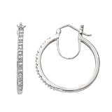 10K White Gold Diamond Round Hoop Earrings (1/20 cttw, I-J Color, I3 Clarity)