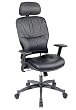 Leather Managers Chair with Metal Base, Height Adjustable Arms and 2-Way Adjustment Headrest By Office Star