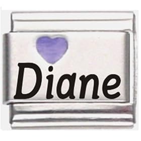 Diane Purple Heart Laser Name Italian Charm Link