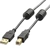 ELECOM USB2.0�P�[�u�� A-B�^�C�v �t�F���C�g�R�A�t 5m �u���b�N U2C-BF50BK