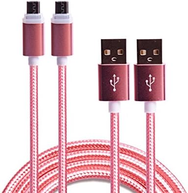 Micro USB Cable, Weiup [2 Pack] 3.3ft High Speed Smart LED Cable Nylon Fabric Braided USB 2.0 Charging Cable For Samsung S7/S6/note 5/4, HTC, Nokia, Sony, LG and Other Tablet Smartphone, Rose Gold