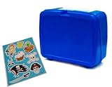 Lunchbox Baltic Blue Plastic with White Handle plus Pirate Stickers