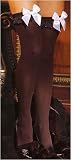 Plus Size Queen Opaque Thigh High w/ Satin Bow in Black or White