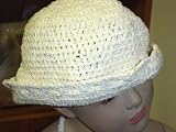 Ht66ibp, Hand Crocheted Ivory Gimp Floppy Hat with with Picot Edge for Children and Teens