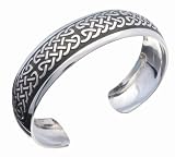 Sterling Silver Celtic Pattern Polished Cuff Bracelet
