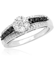 10k White Gold Black and White Diamond Ring (1/2 cttw, I-J Color, I2-I3 Clarity)