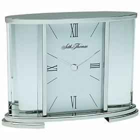 Seth Thomas Desire Highly Polished Silver Tone Metal and Glass Case with White Dial...