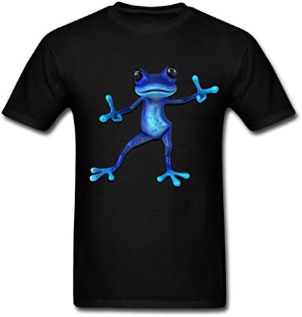 Dancing Blue Cartoon Frog Black Personalize Men's T-shirt Large