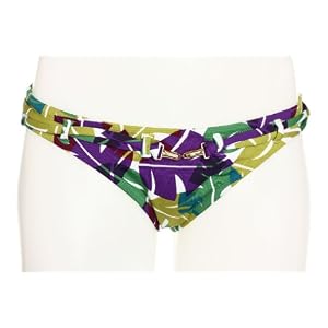BCBG MAXAZRIA Ladies Leaf Blocks Royal Lilac Belted Bikini Brief Bottom