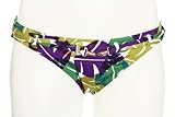 IMAGE OF BCBGMAXAZRIA Women's Leaf Blocks Royal Lilac Belted Bikini Brief Bottom, Large