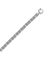 Sterling Silver Rhodium Plated Byzantine Style Chain Bracelet