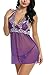 Avidlove Women Outfits Halter Lingerie Mini Nightwear Lace Babydoll Purple L
