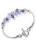 Clear & Lavender Swarowski Crystal Sterling Silver 7.5 Bracelet With Toggle Clasp