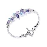 Clear & Lavender Swarowski Crystal Sterling Silver 7.5" Bracelet With Toggle Clasp